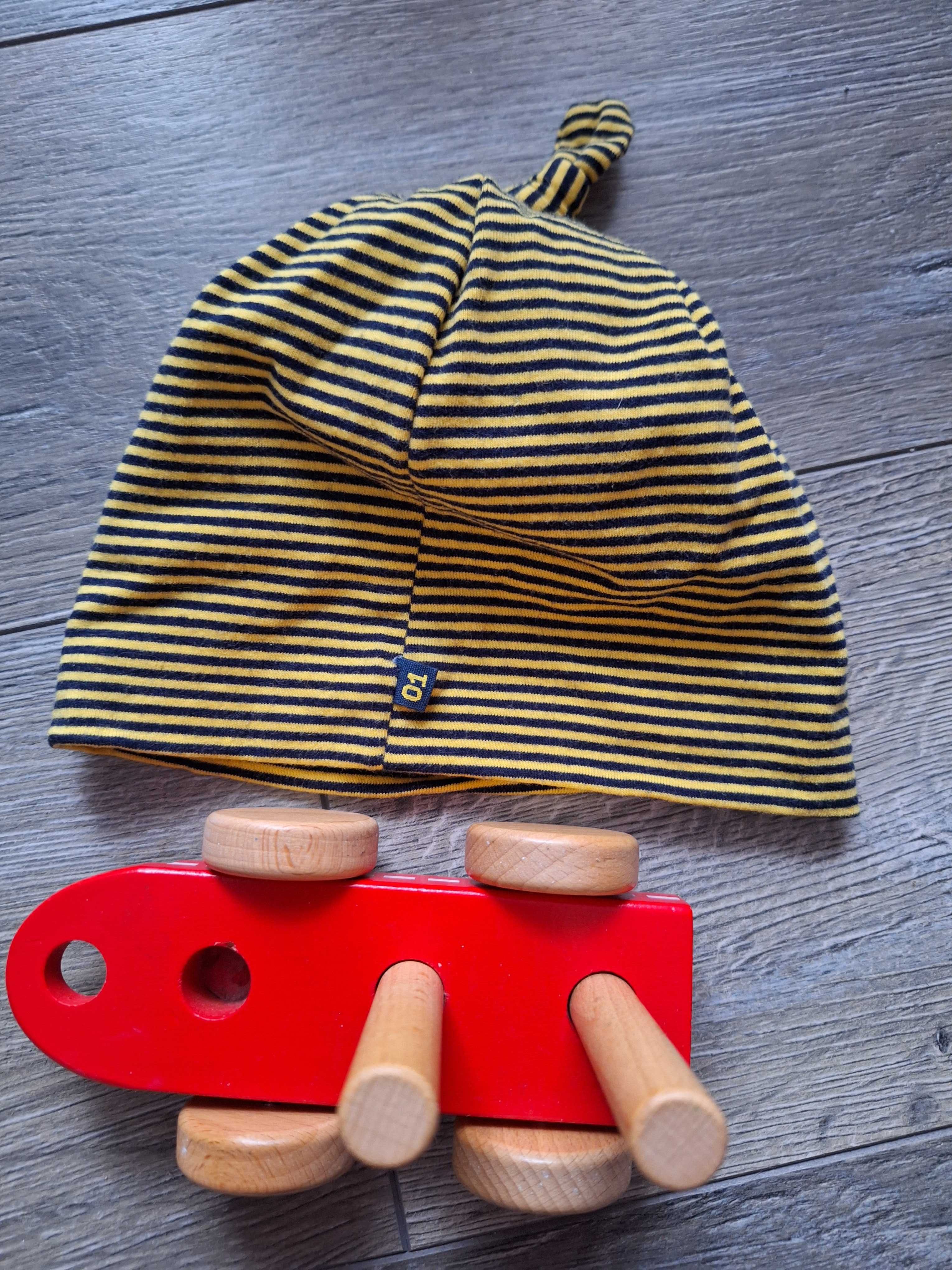czapka w paski- dzieci- H&M- z rowerem- like new-  żółta -wiosna 25r.