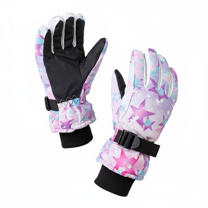 Rękawice narciarskie zimowe na narty rozmiar M dłoń 19 cm fioletowe