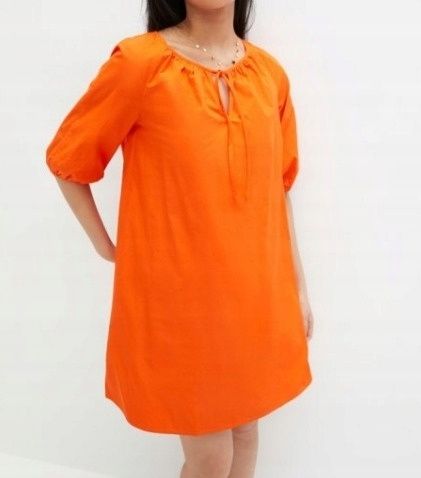 B.P.C sukienka pomarańczowa bawełniana z wiązaniem r.36
