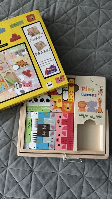 Дерев’яний набір “Play Games” 3в1 — Тетріс, пазл і логіка (3+)