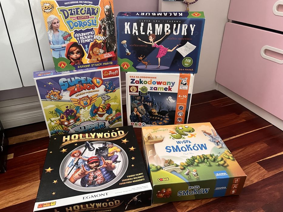 Gry (6szt.) Hollywood, wyspa smoków, zakodowany zamek, super zings…