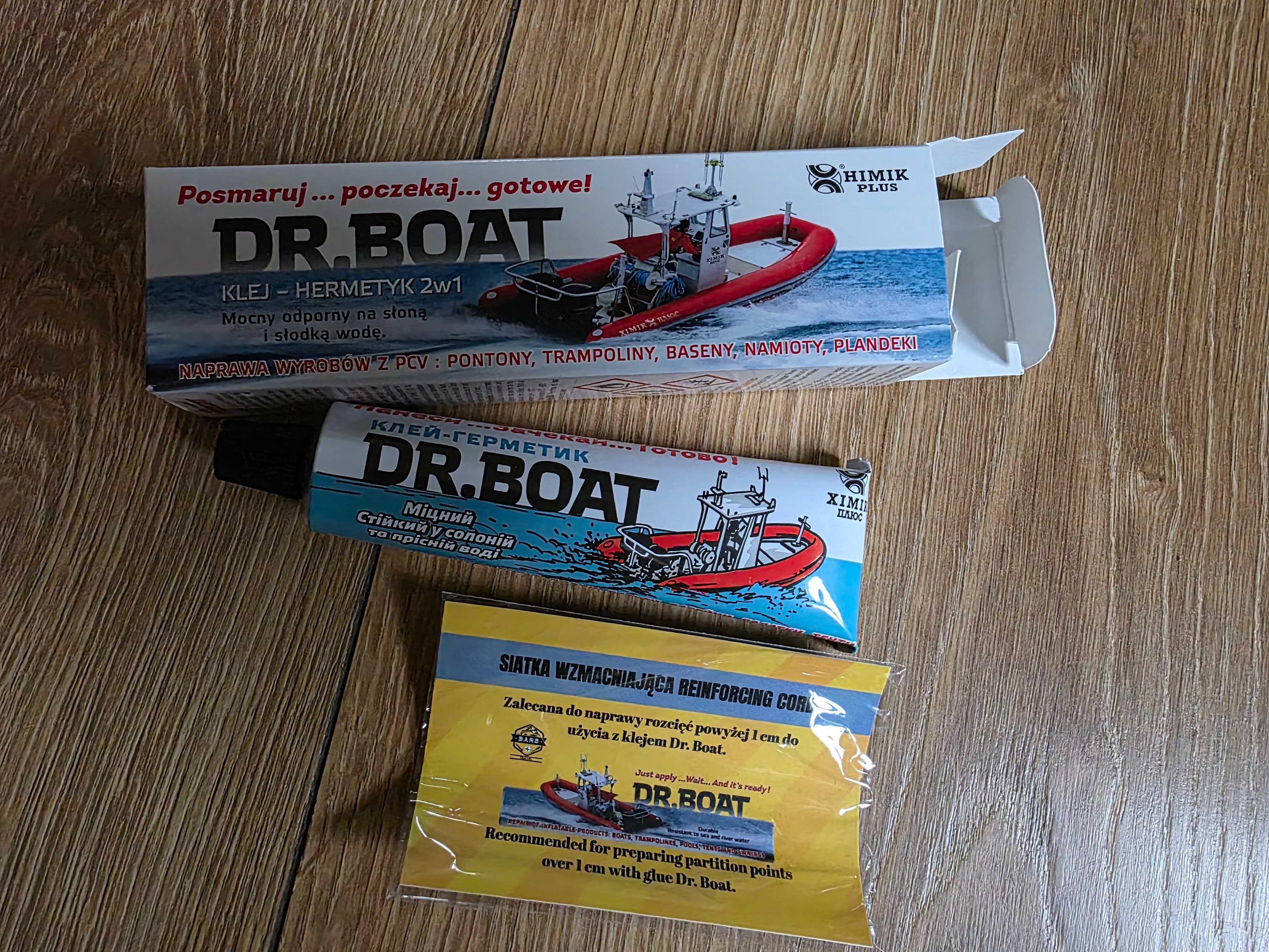 Zestaw naprawczy pontonu + klej Dr. Boat + łaty naprawcze 3 szt+ opako