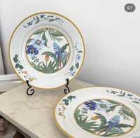 Talerzyki w papugi ceramika vintage talerze deserowe home