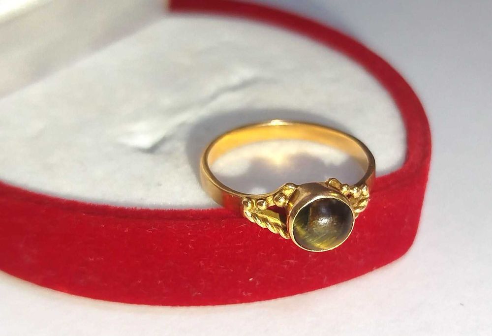 Ponadczasowy złoty pierścionek kocie oko Proba 585 2,07G Rozmiar 15