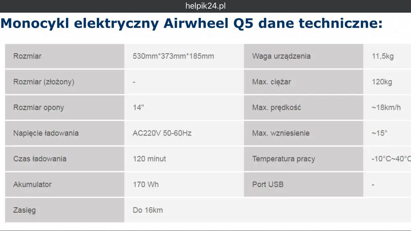 Monocykl elektryczny Airwheel Q5