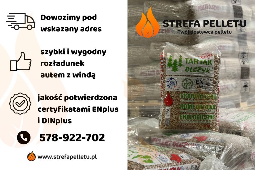 Pellet drzewny OLCZYK A1 dowozimy autem z windą