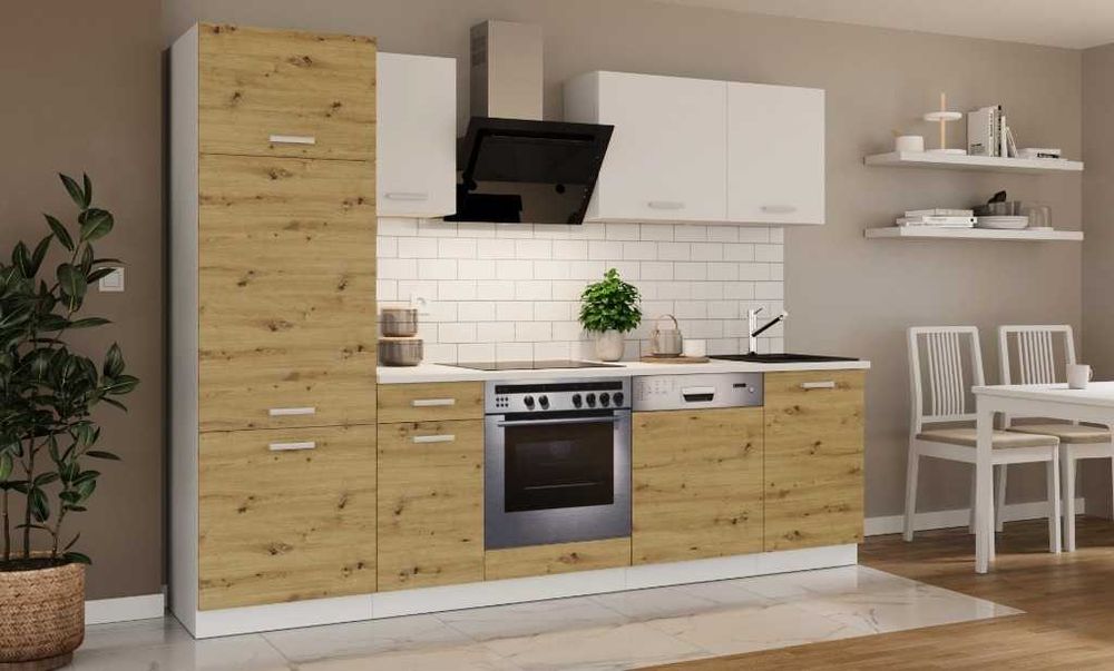 Gotowy zestaw mebli kuchennych 270 cm z blatem - 6 kolorów do wyboru