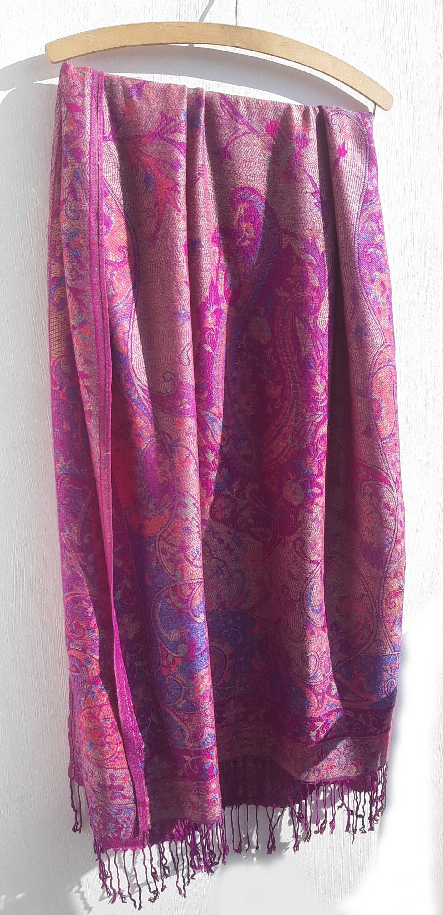 Pashmina orientalny dwustronny szal paszminowy z jedwabiem