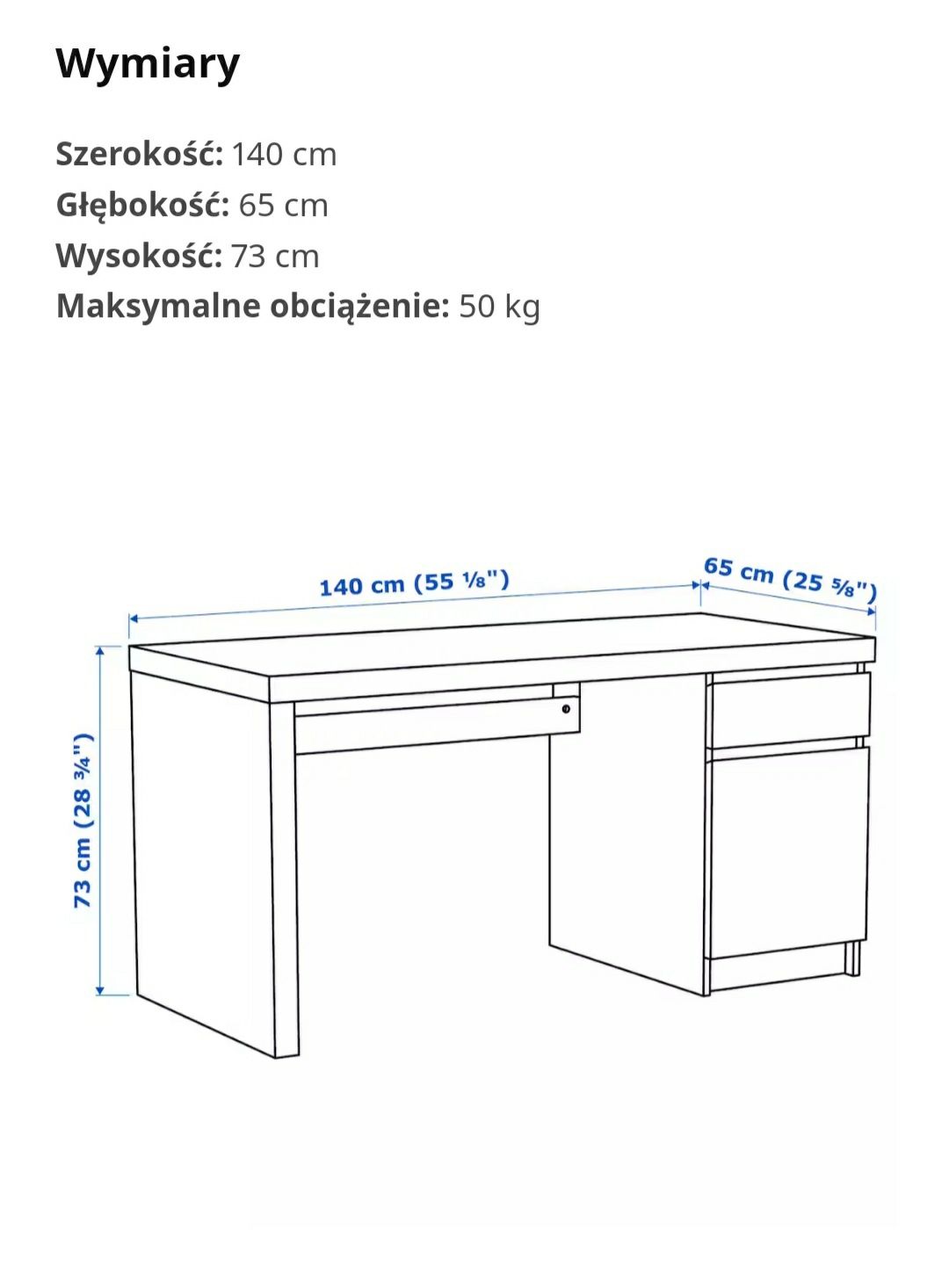 Biurko Ikea ciemny brąz