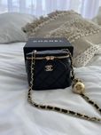 Сумка Chanel Vanity Mini шкіра | чорна | золота фурнітура