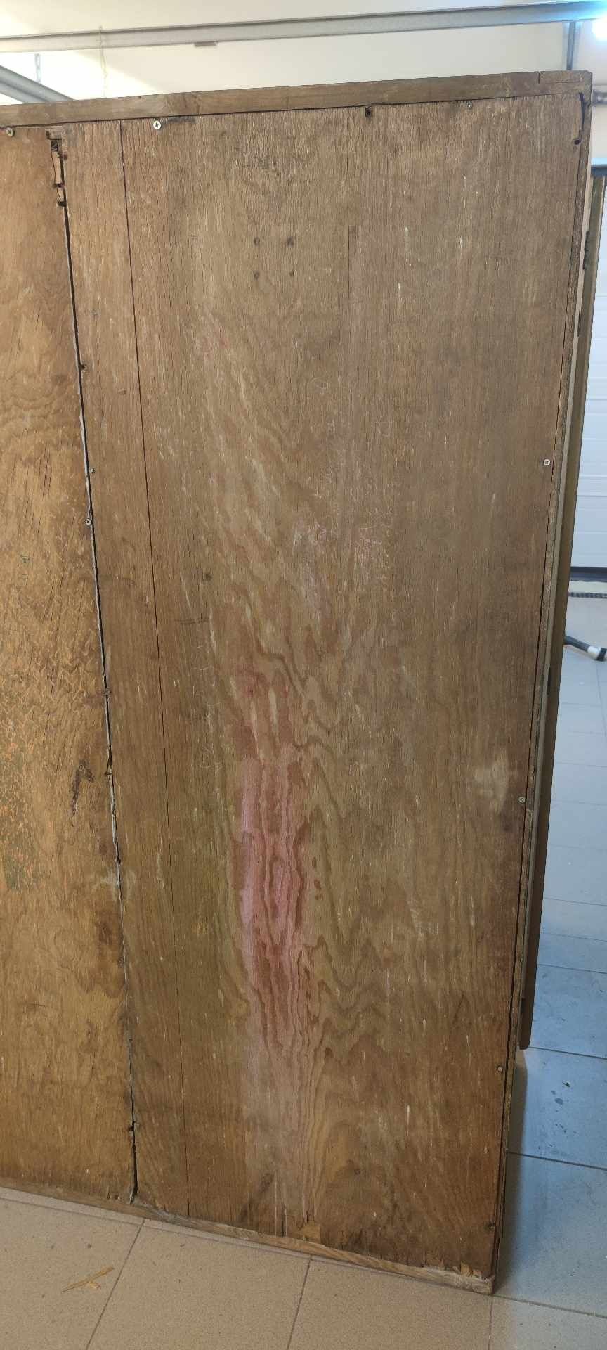 Duża szafa drewniana, 3 drzwiowa, PRL
