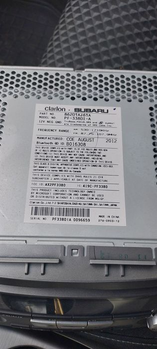 Штатная магнитола Subaru outback 2012