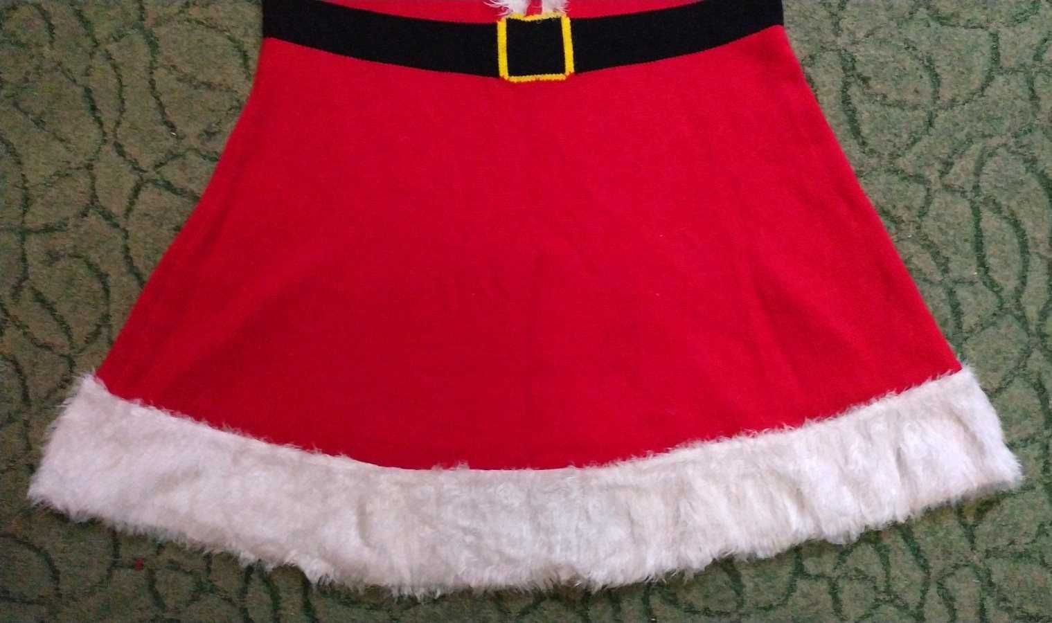 Карнавальное вязанное платье помощницы Санта Клауса, размер L