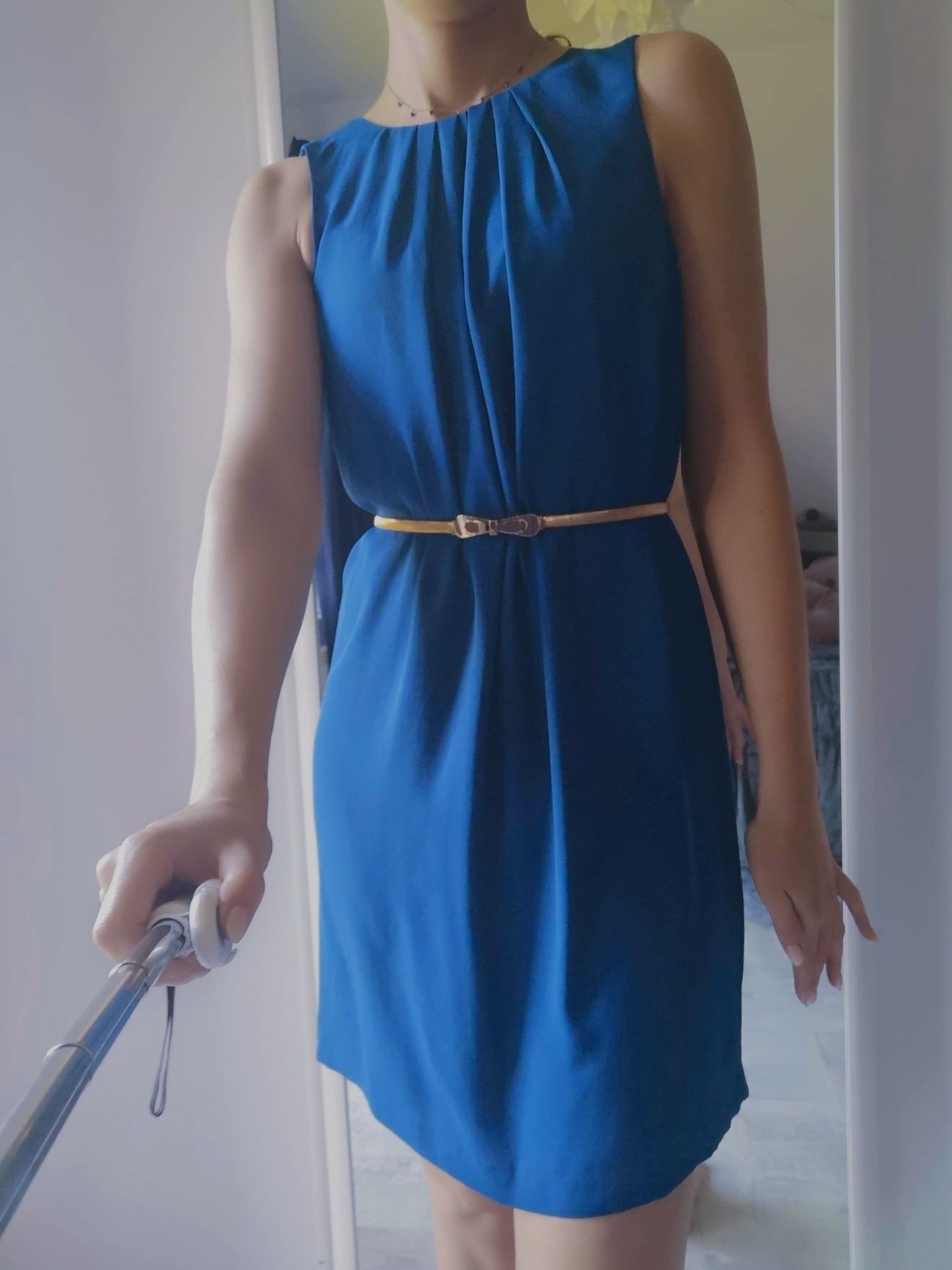 Sukienka niebieska bez ramion H&M