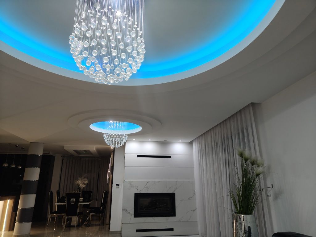 Lampa Kryształowa XXL Moler 50 100 cm Kula Ball Chrom Żyrandol Okrągły