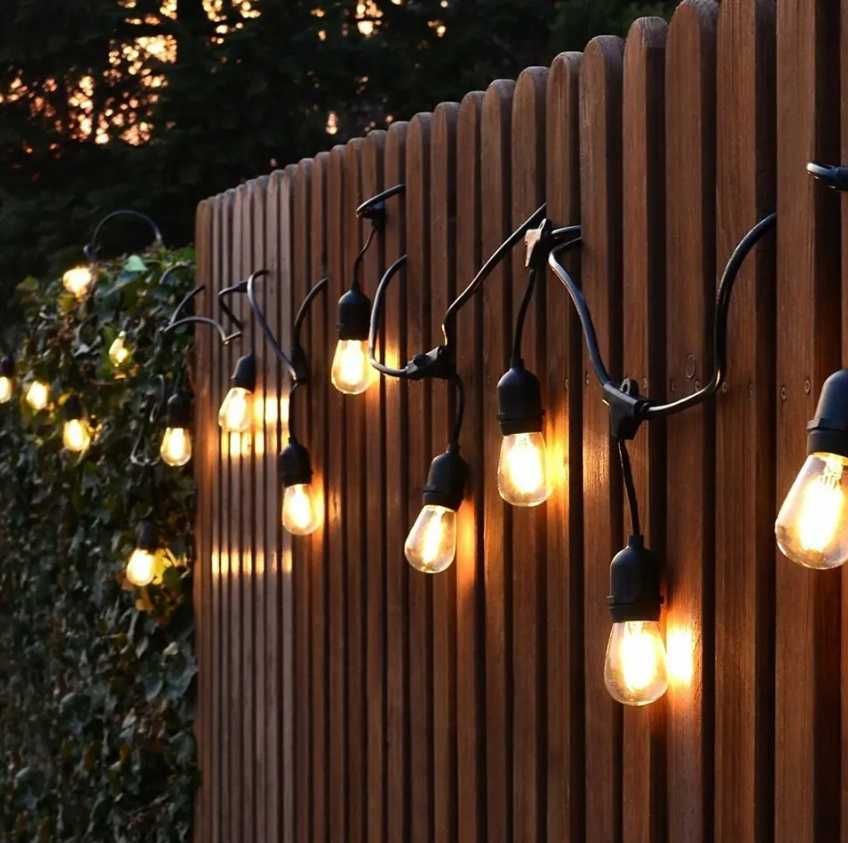 Girlanda Ogrodowa Zewnętrzna Świetlna 15 metrów+ 15 Żarówek LED Lampki