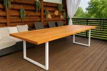 Ręcznie robiony stół ogrodowy z litego drewna – 245x90 cm – styl loft