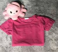 Rożowy bawełniany t-shirt dziecięcy 86