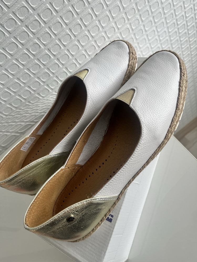 Skórzane baleriny espadryle Maciejka nowe
