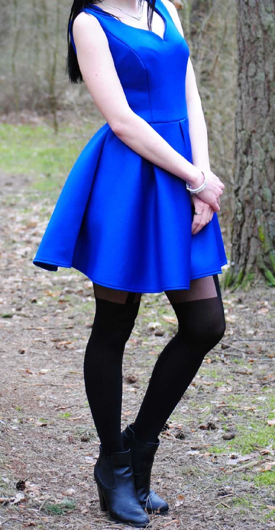 Sukienka niebieska rozkloszowana