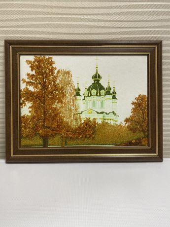 Продам картину из янтаря ,,Андреевская церковь,,50см на 40см!