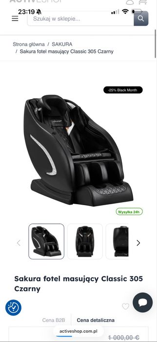 Sakura fotel masujący Classic 305 Czarny