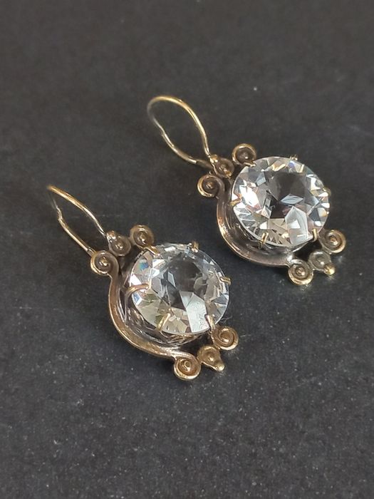 Серьги серебро 875 пр звезда, горный хрусталь