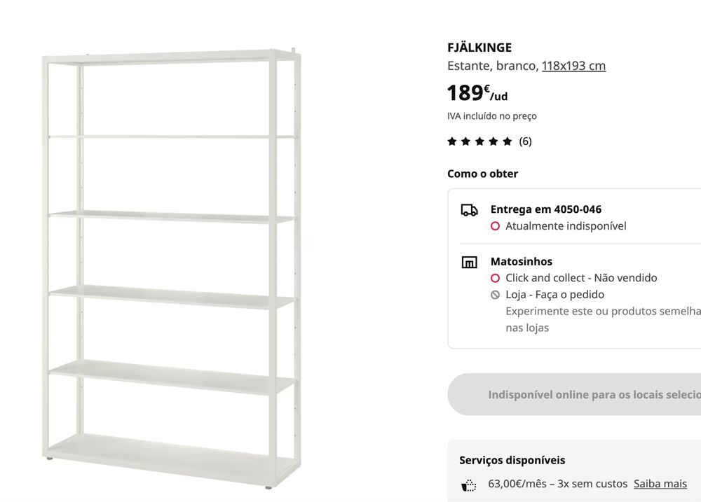 Estante em ótimo estado IKEA FJÄLKINGE