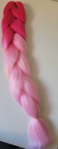 Włosy Syntetyczne kolorowe warkoczyki ombre różowe