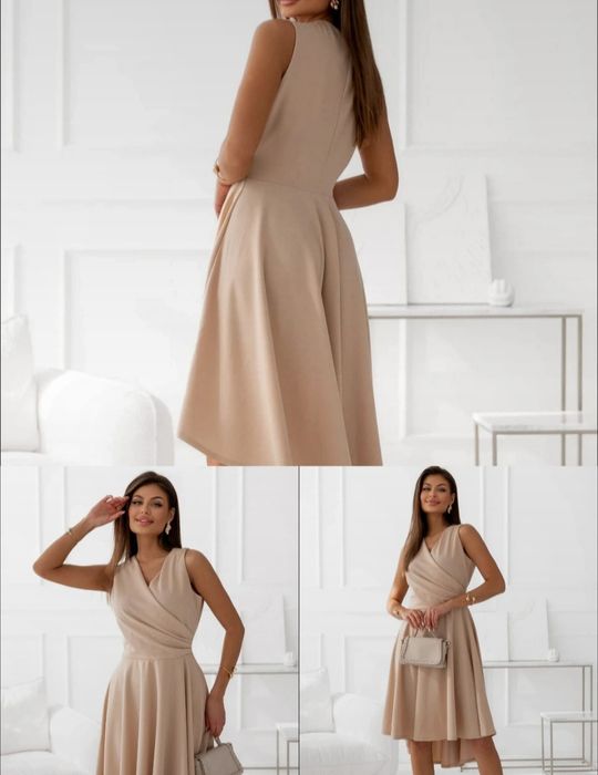 Sukienka na wesele okazjonalna Fashion You rozmiar 40 malina asymetric