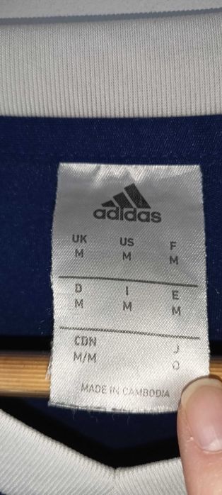 Granatowy bluzka sportowa w serek biała haftowane adidas Rozmiar M
