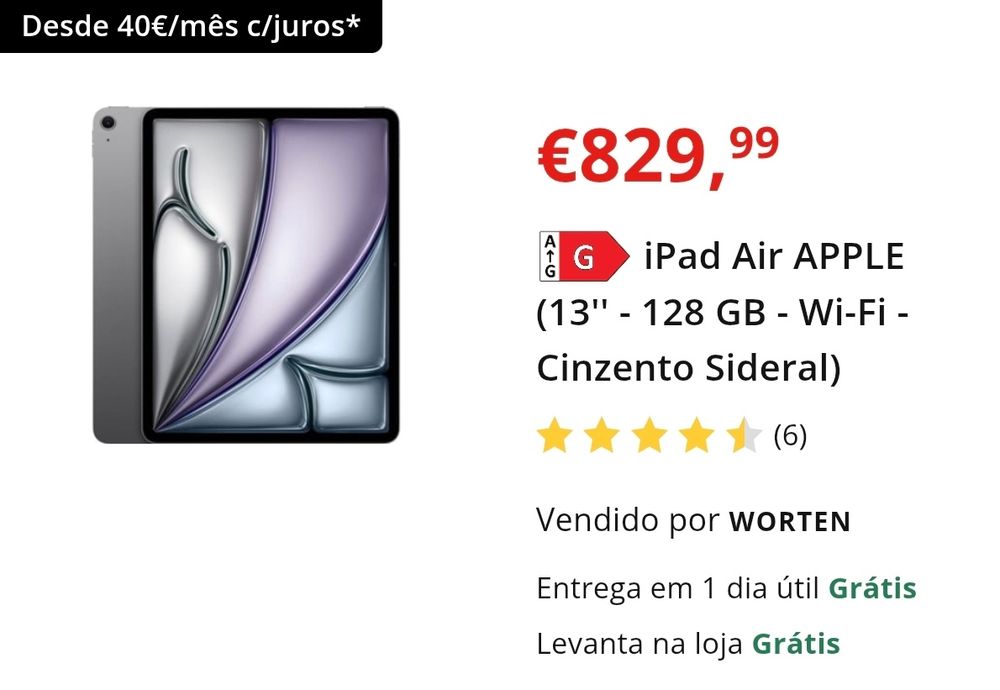 IPad Air Apple 13" 128gb WiFi