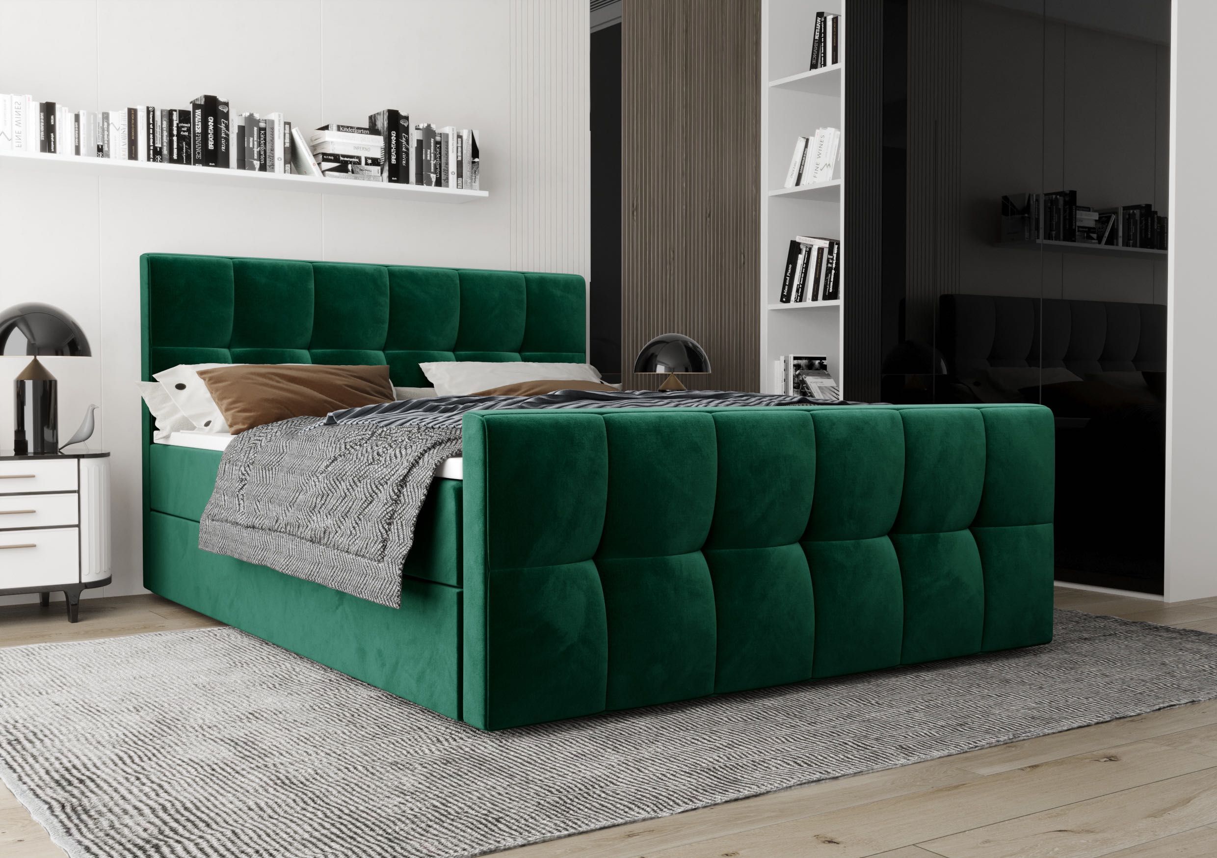 Łóżko Kontynentalne Sypialniane YORK + TOPPER 160x200 EN MEBLE