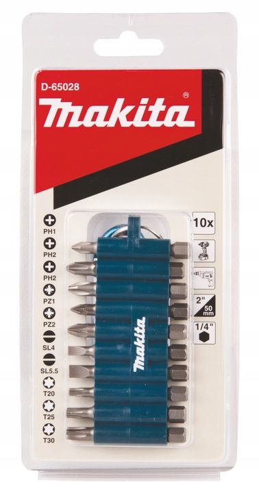 Zestaw Bitów Końcówek Do Wkrętarki 50 Mm 10 Szt. Makita D-65028
