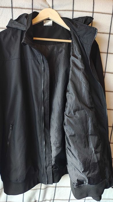 Kurtka, męska, czarna, przeciwdeszczowa, kaptur w stójce, XXL