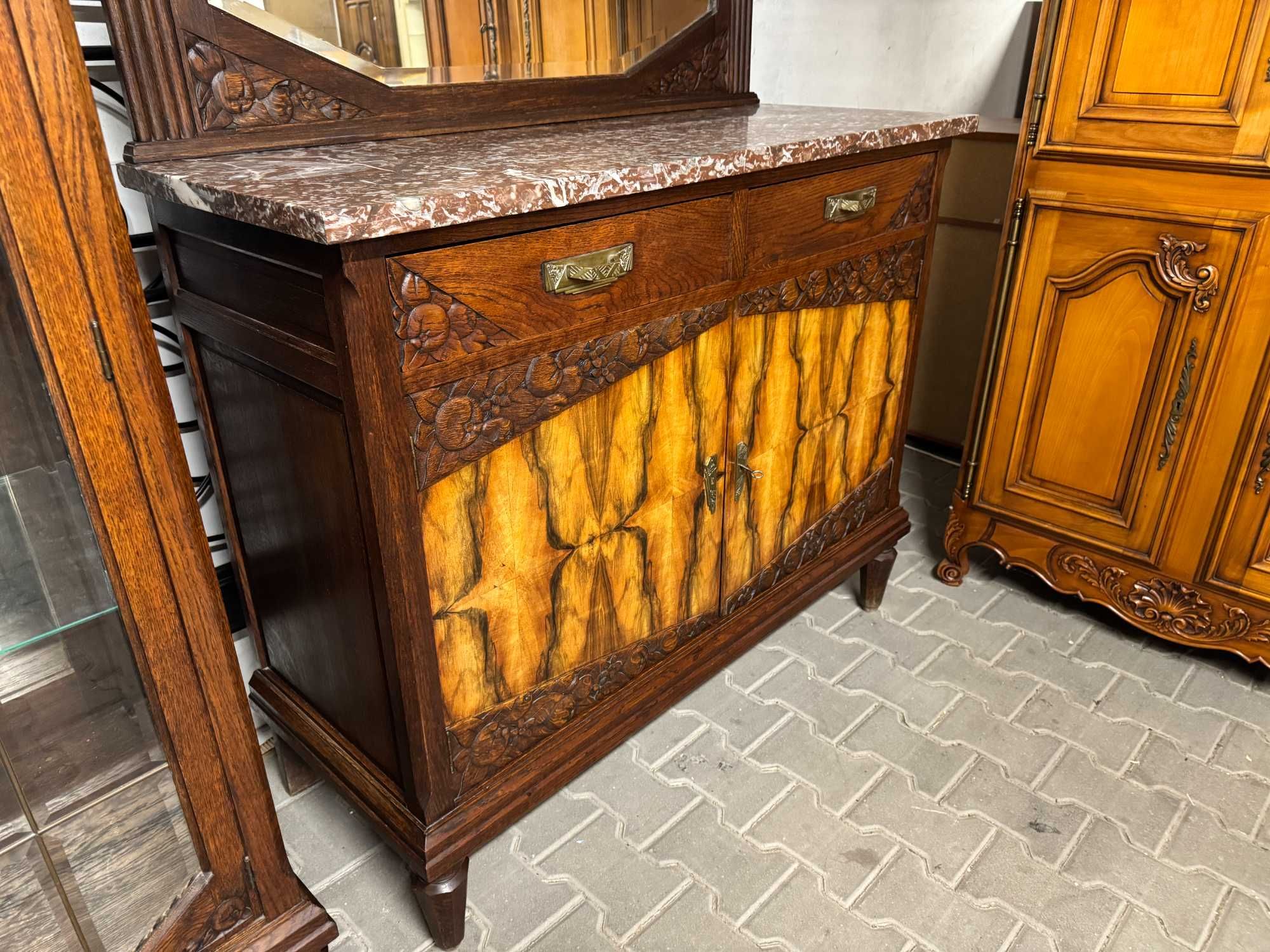 Komoda drewniana szafka pomocnik drewniany orzech Art Deco
