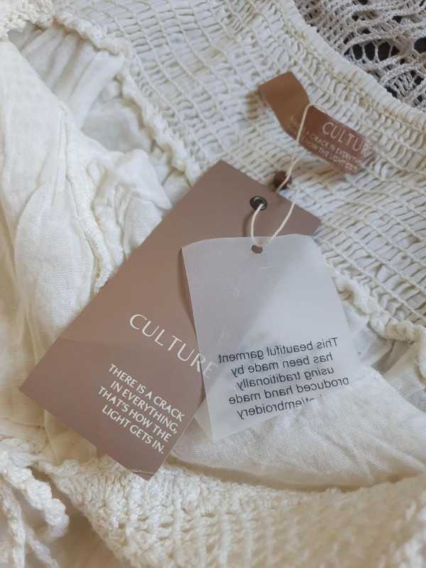Przepiękna sukienka boho szydełko ecru XL 42/44, wymiary w opisie
