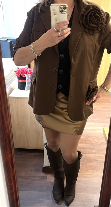 Czekoladowa marynarka over