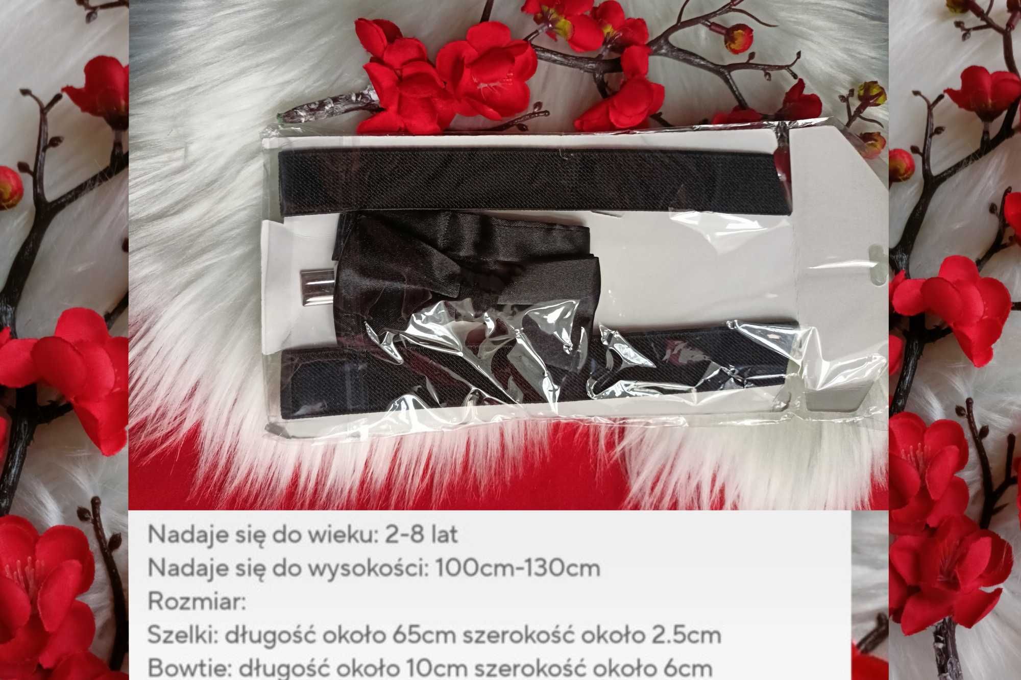 Zestaw dziecięcy muszka plus szelki, czarny