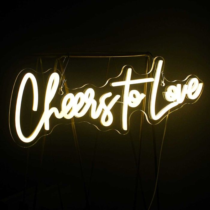 Letreiro Luminoso Néon LED em Acrílico " Cheers to Love "