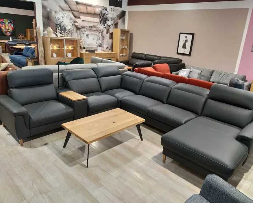 Narożnik z funkcją relax, spania skóra MIA Bydgoskie Meble Promocja