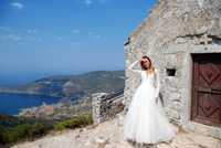 Suknia ślubna - długi rękaw, rozmiar M (pasuje dla wysokiej osoby)