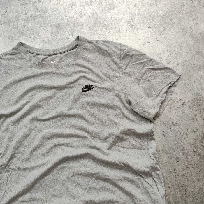 MĘSKA Koszulka Szara Bawełna Haft Logo Nike Casual Klasyczna Sportowa