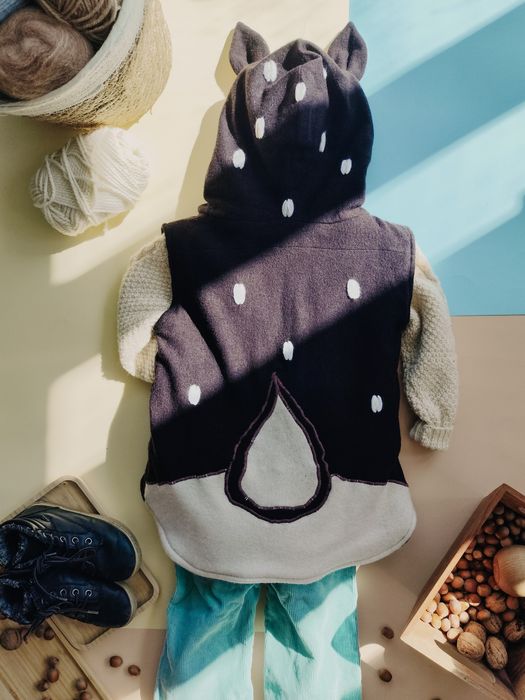 Bezrękawnik sarenka z uszami, 100% wełna, merino, kamizelka