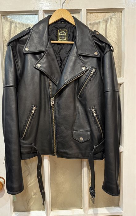 Вінтажна шкіряна куртка косуха оверсайз панк гранж стиль розмір L-XL