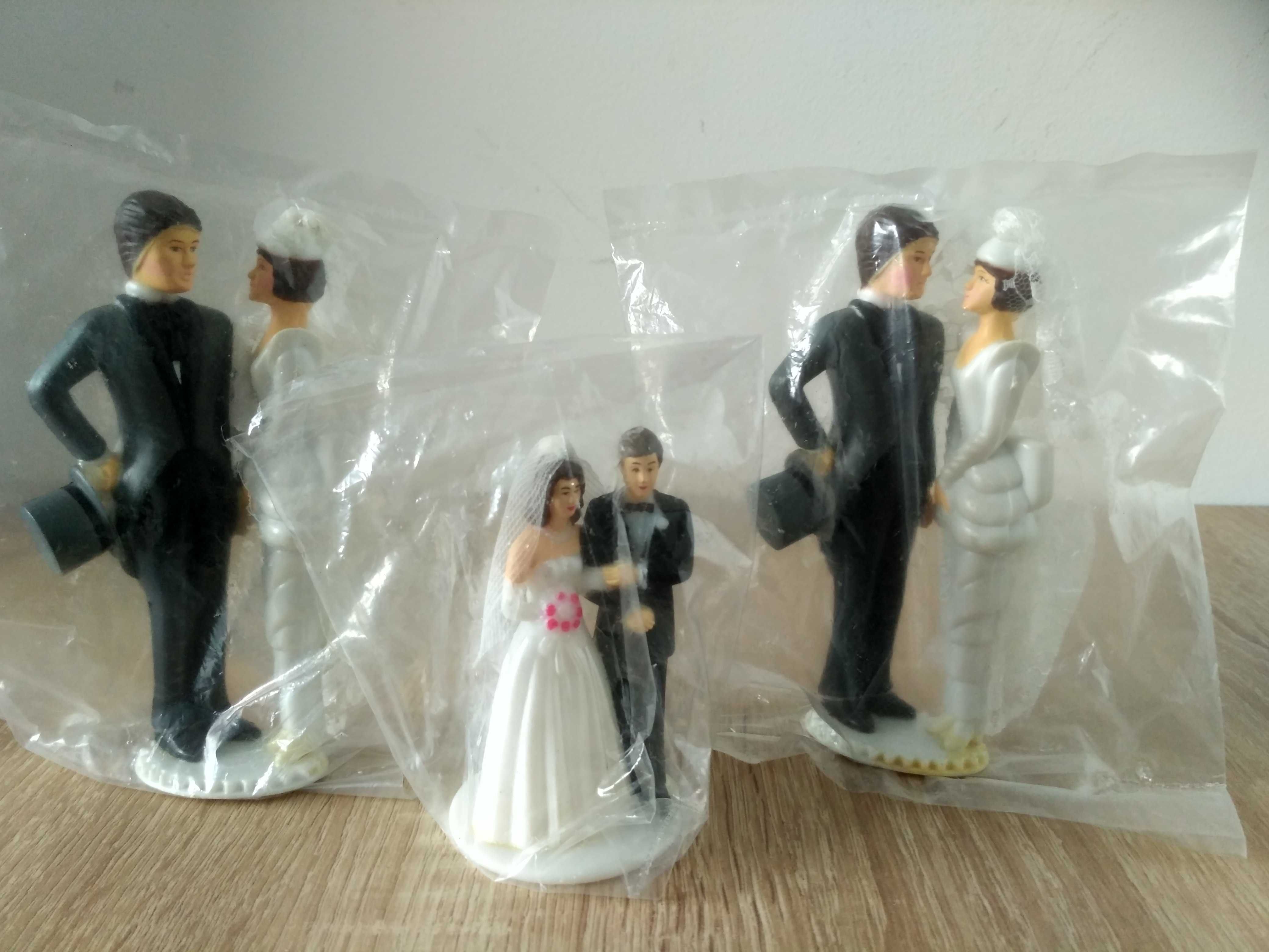 Ozdoba na wierzch tortu weselnego, do stołu, panna młoda i pan młody