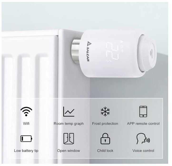 Inteligentny termostat grzejnikowy Wifi Salcar TRV603