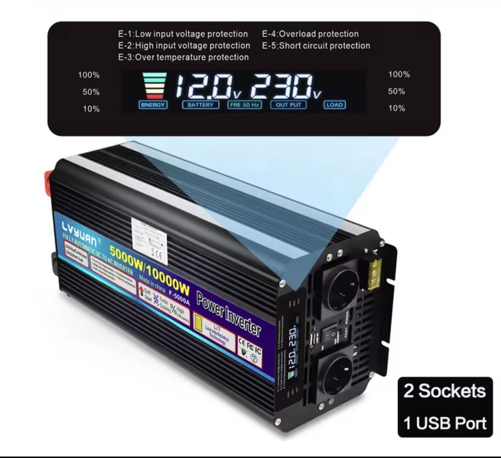 Przetwornica inverter 24v do 230v 5000w/10000w