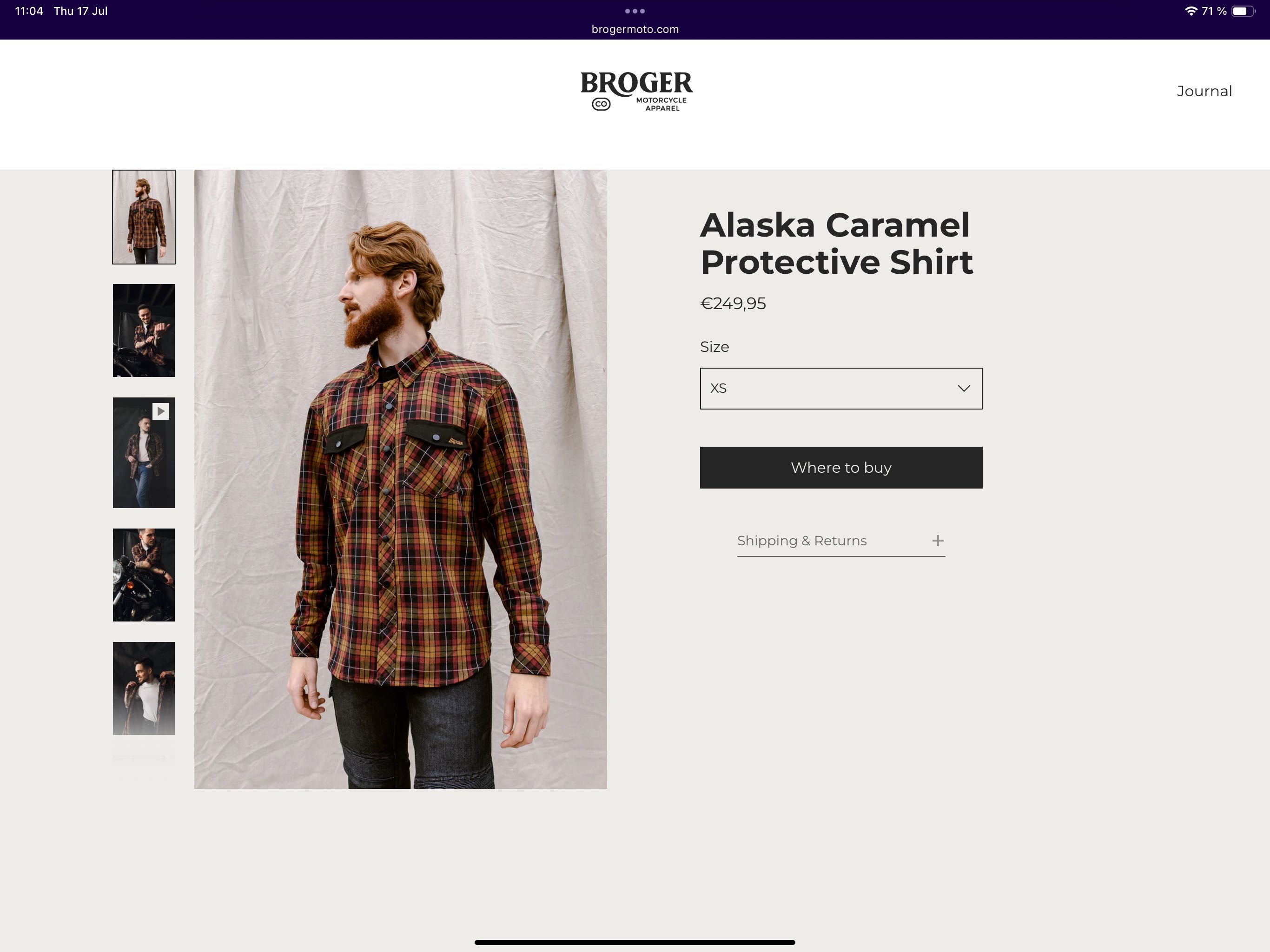 Camisa nova com proteção para moto, Broger Alaska, tam.S