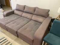 Sofa cama chease long de tecido cor cinzent